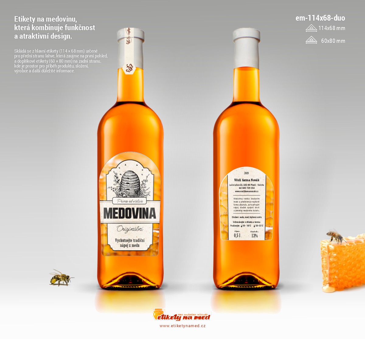 Etikety na medovinu přední a zadní - em-114x68-duo-5