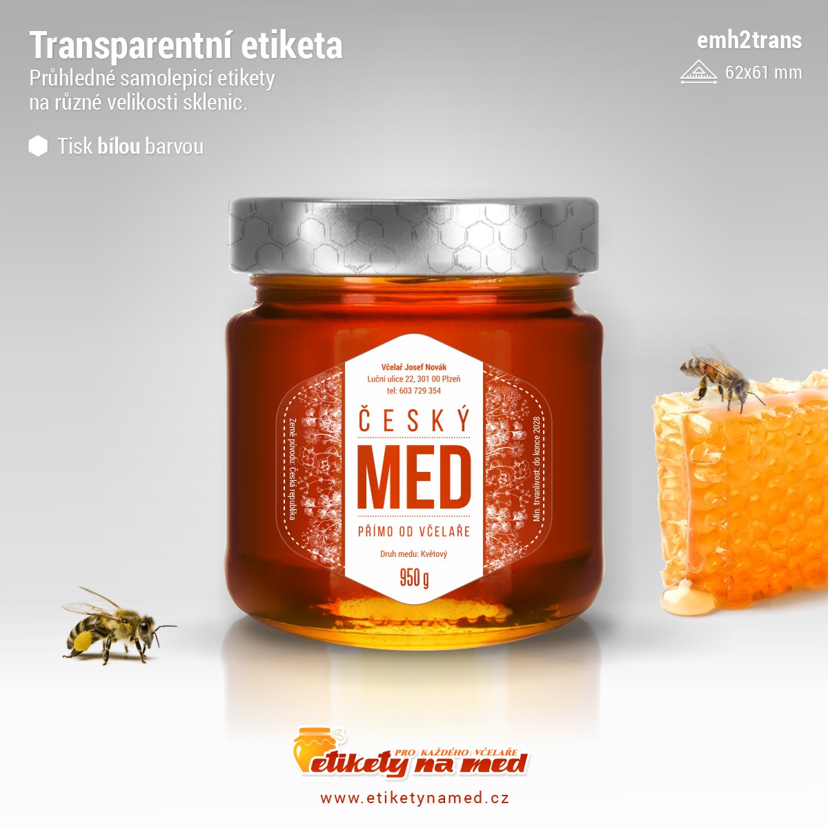 Transparentní etiketa bílá - emh2trans-bw-11