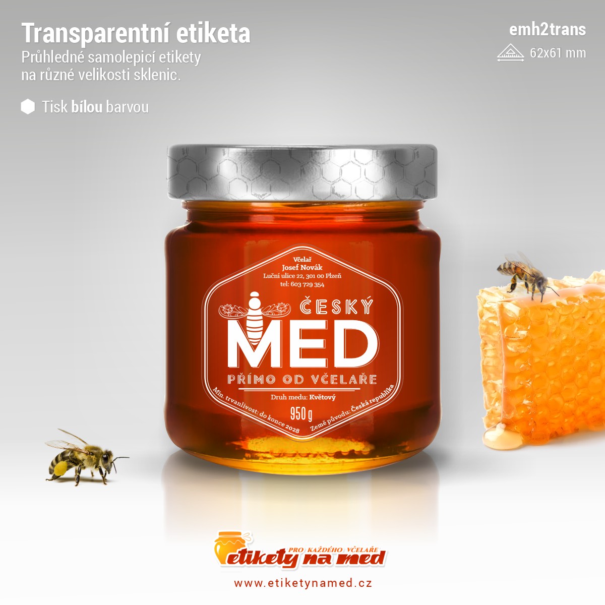 Transparentní etiketa bílá - emh2trans-bw-13