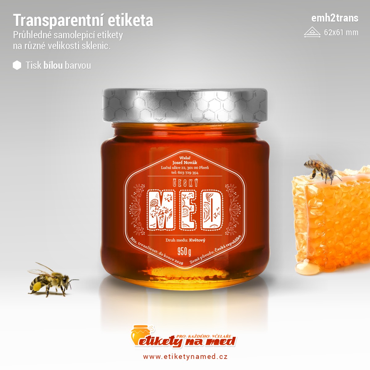 Transparentní etiketa bílá - emh2trans-bw-14