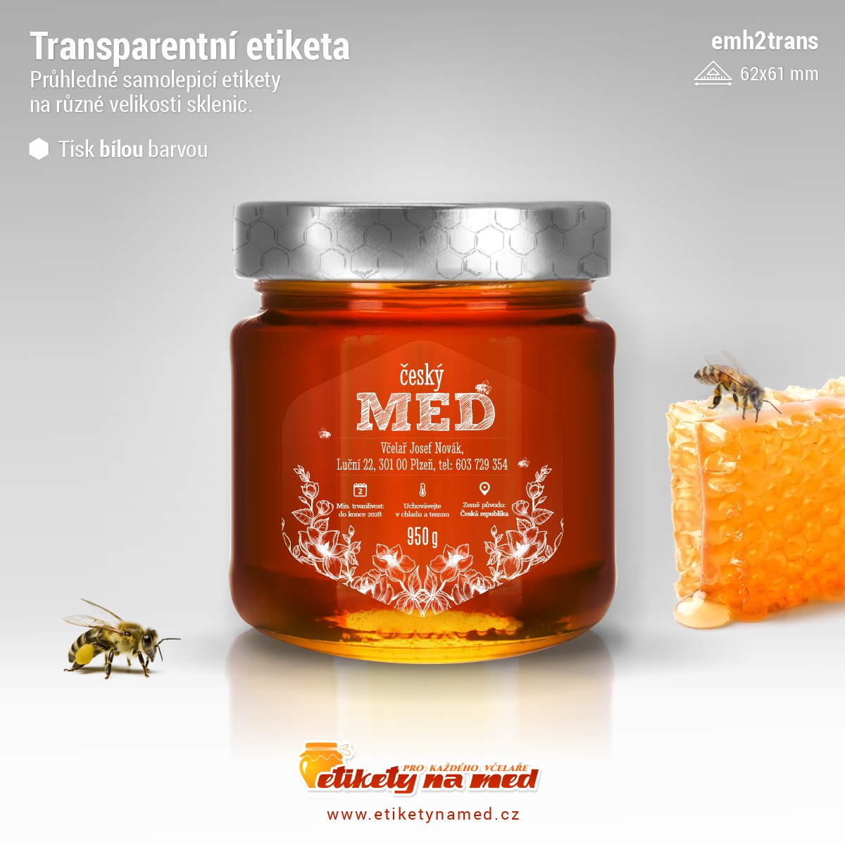 Transparentní etiketa bílá - emh2trans-bw-16