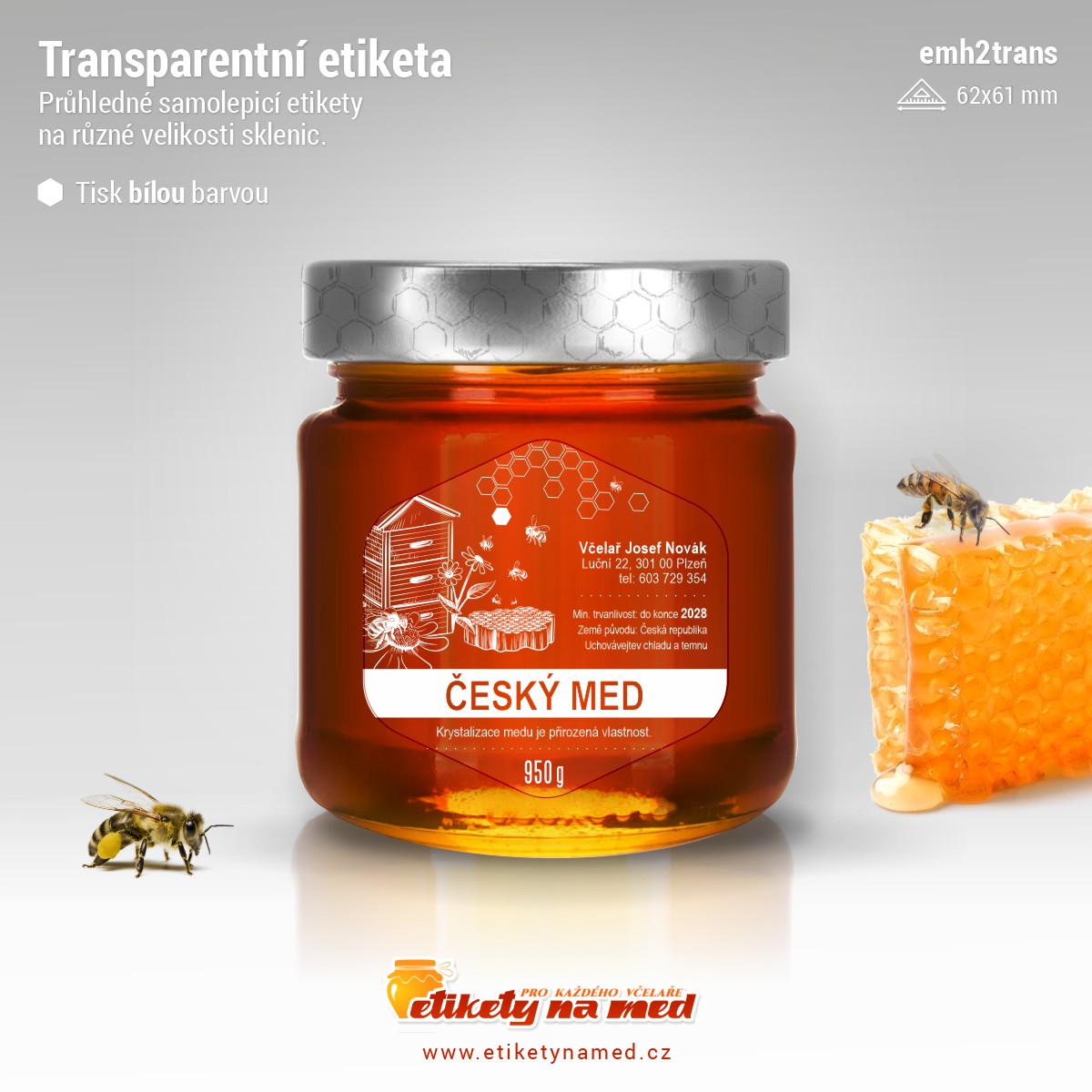 Transparentní etiketa bílá - emh2trans-bw-19