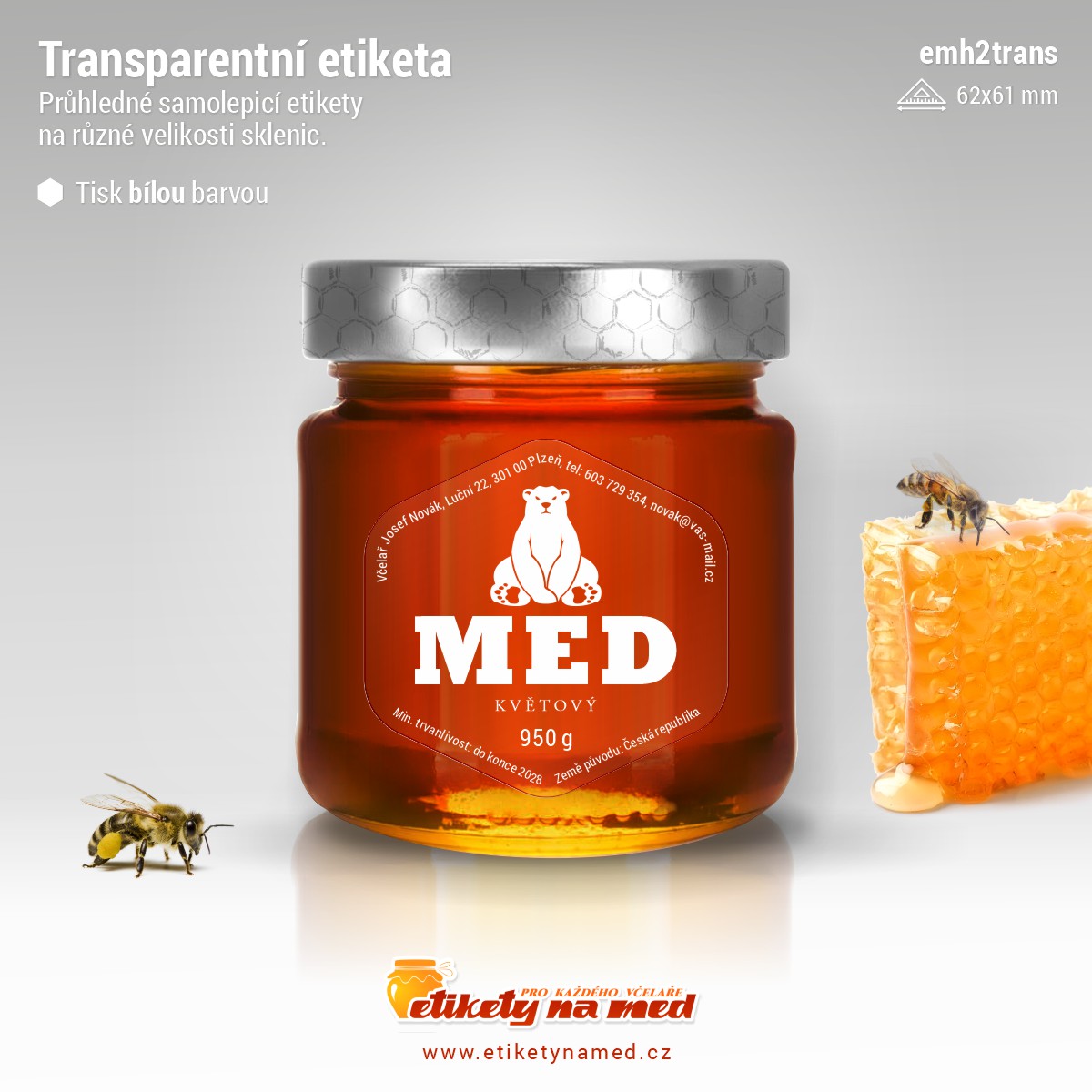 Transparentní etiketa bílá - emh2trans-bw-8