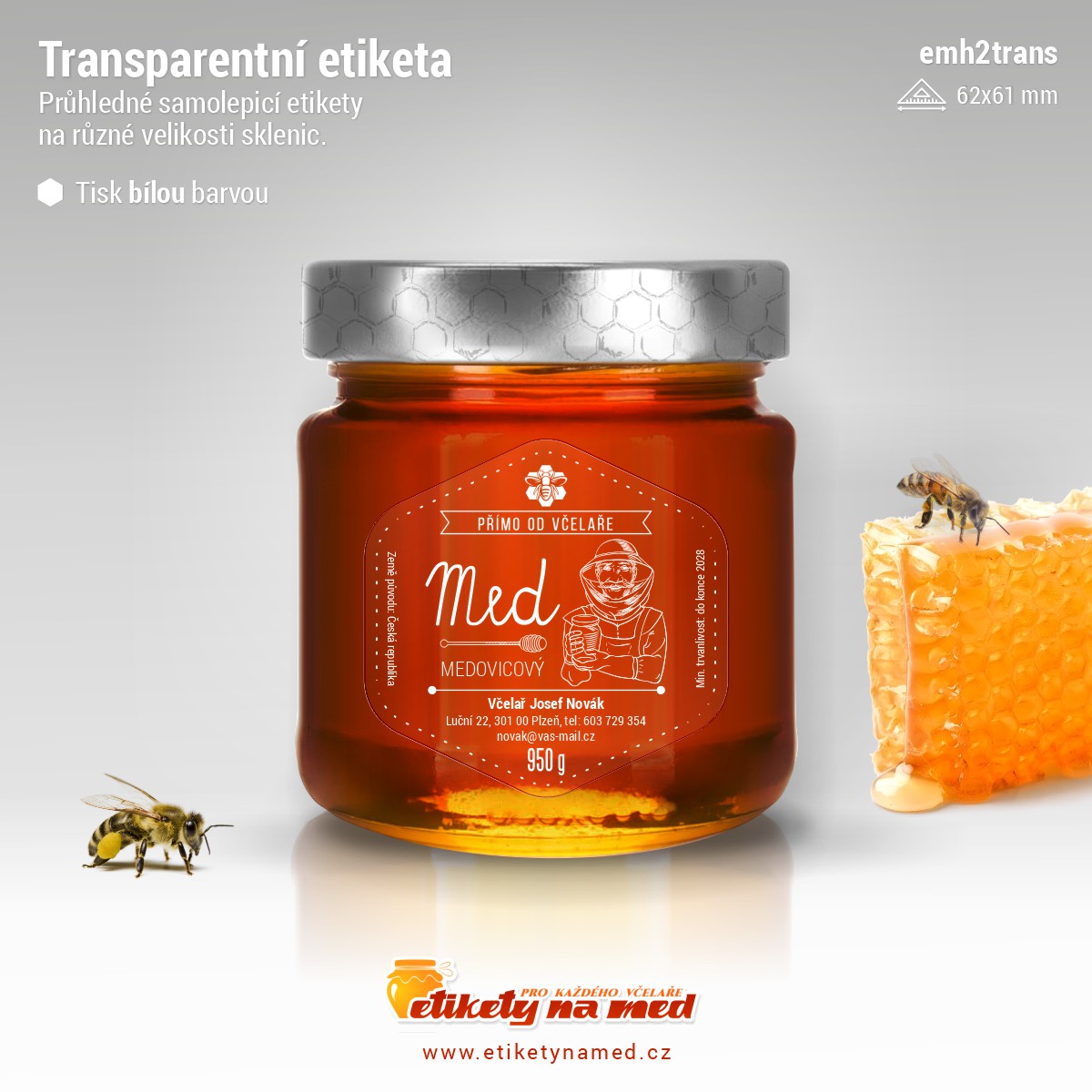 Transparentní etiketa bílá - emh2trans-bw-9
