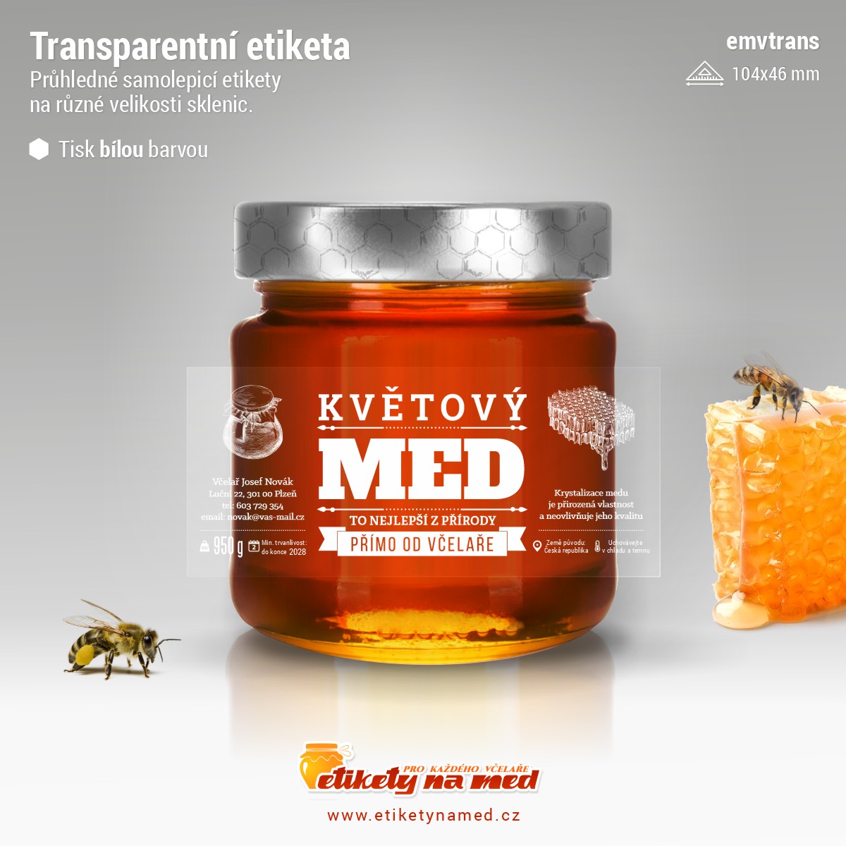Transparentní etiketa bílá - emvtrans-10