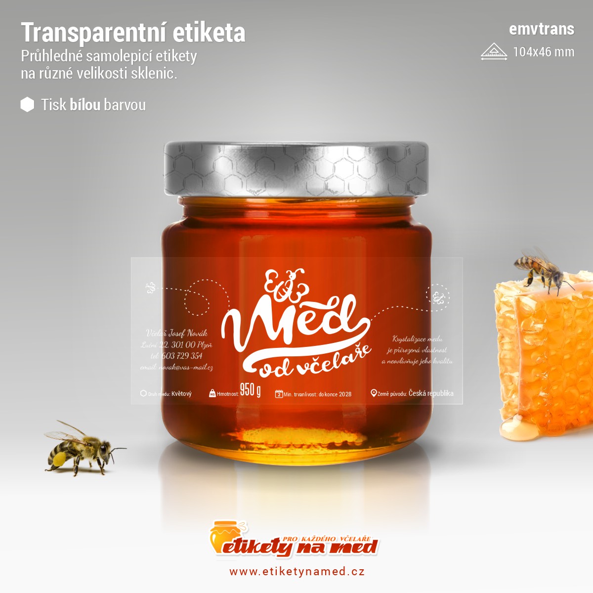 Transparentní etiketa bílá - emvtrans-11