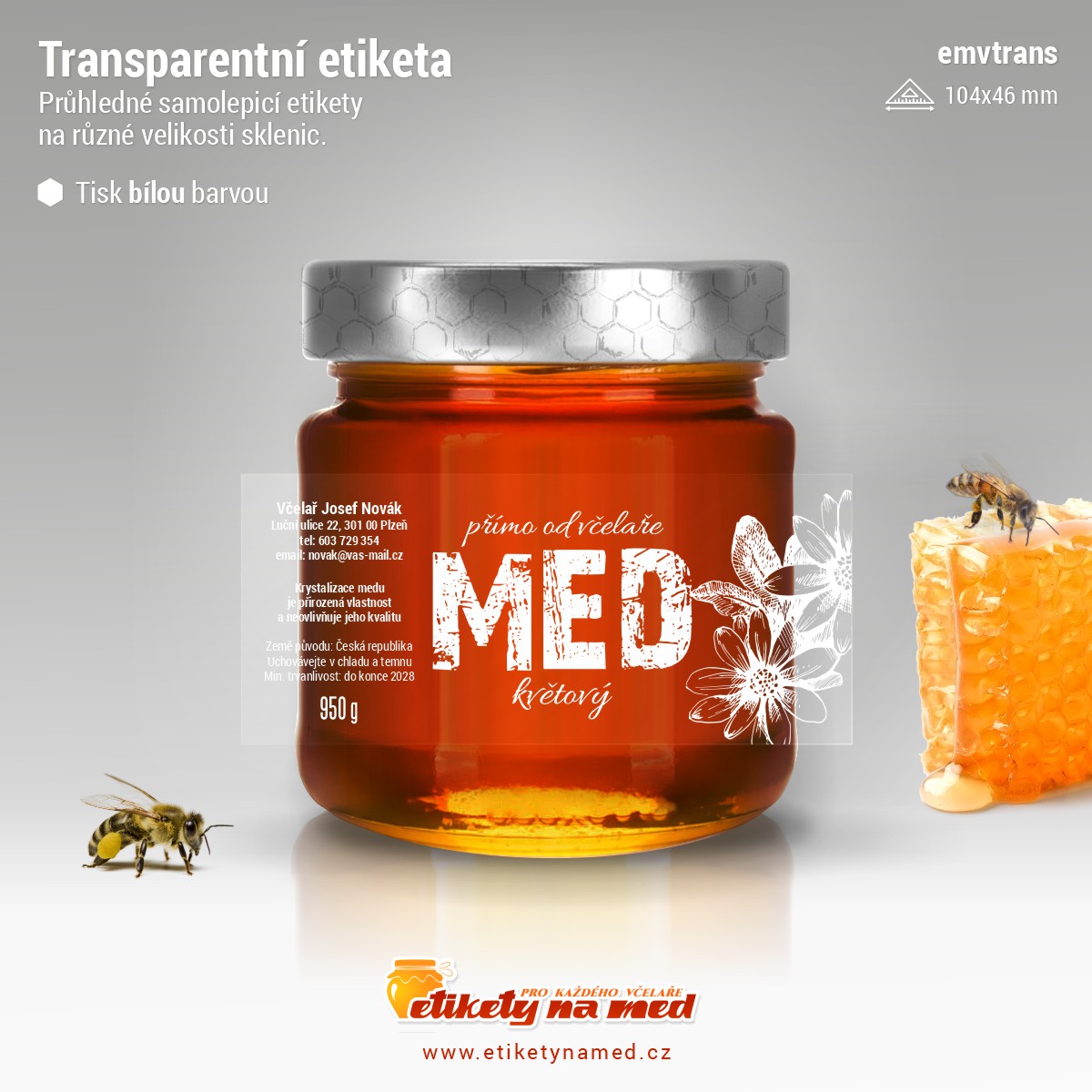 Transparentní etiketa bílá - emvtrans-13