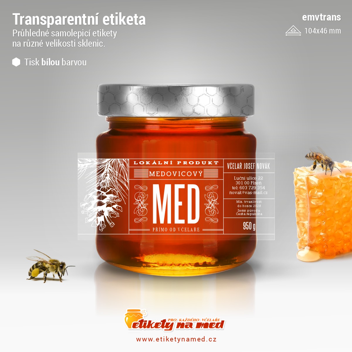 Transparentní etiketa bílá - emvtrans-bw-14