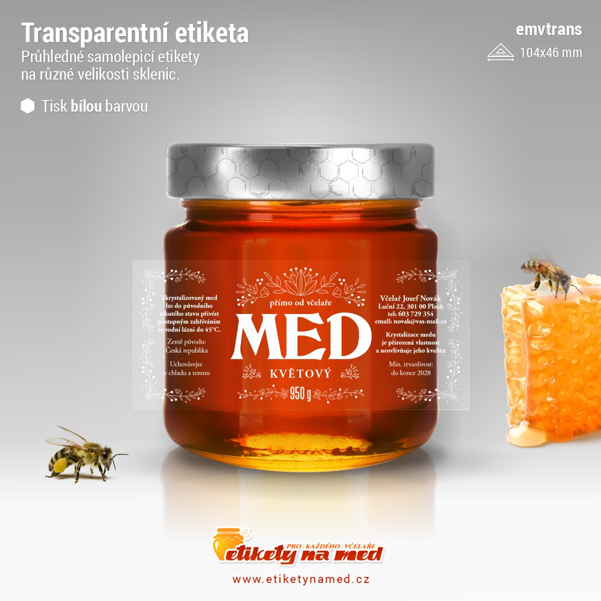 Transparentní etiketa bílá - emvtrans-15