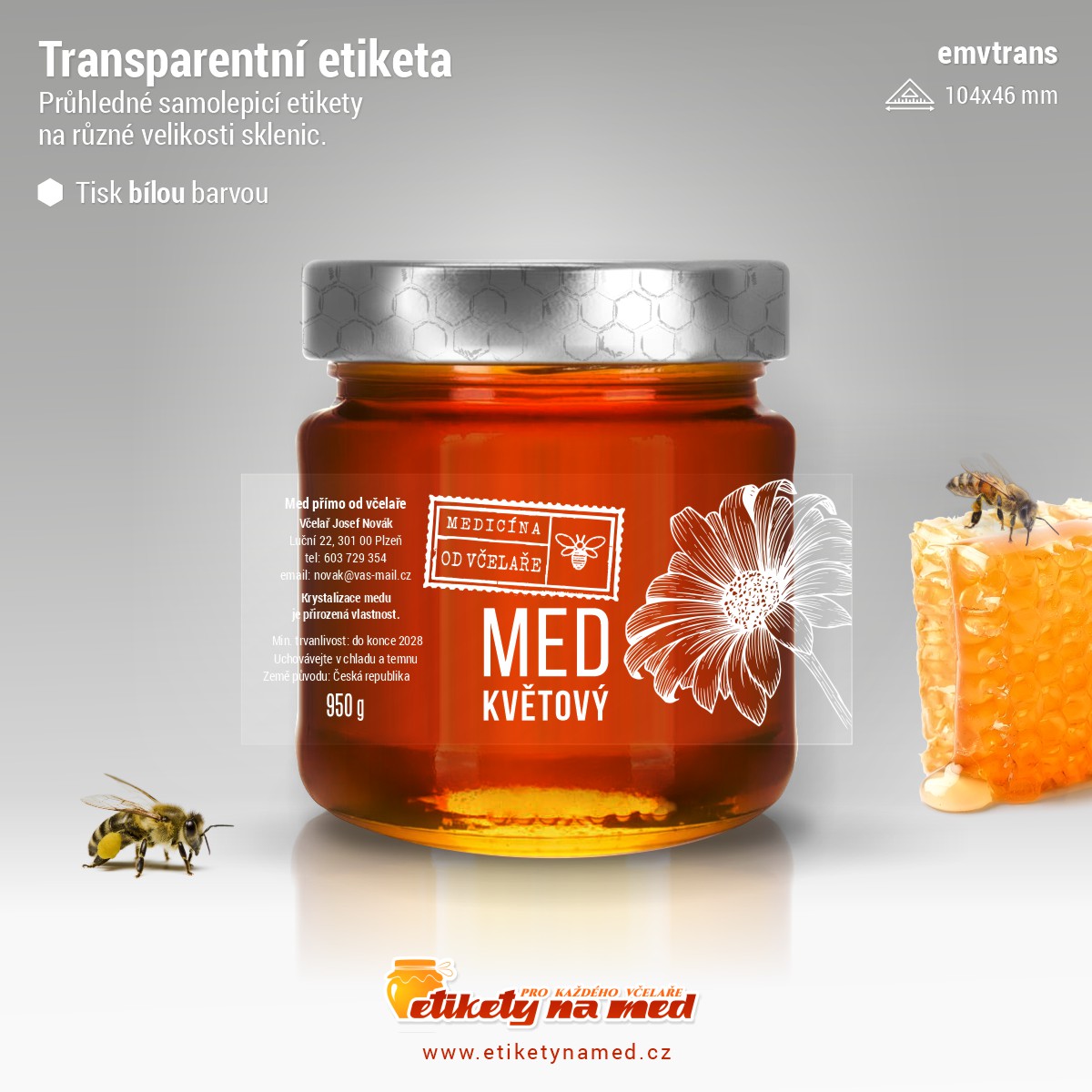 Transparentní etiketa bílá - emvtrans-17