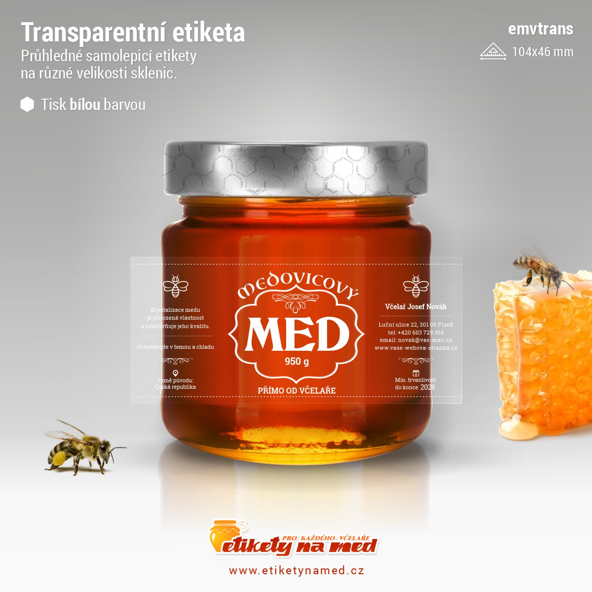 Transparentní etiketa bílá - emvtrans-18