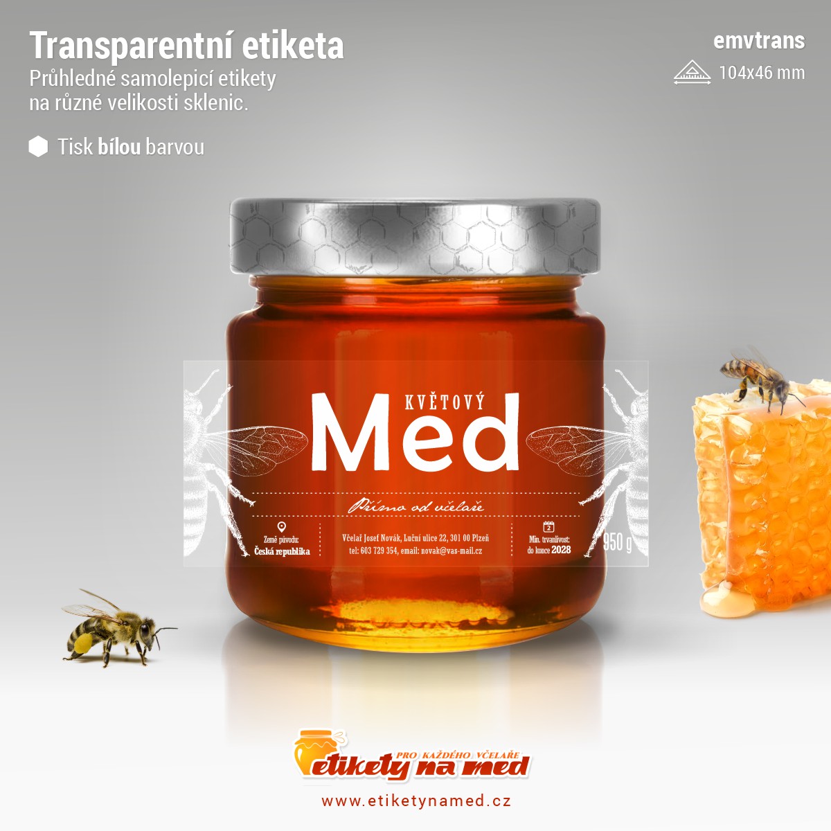 Transparentní etiketa bílá - emvtrans-19