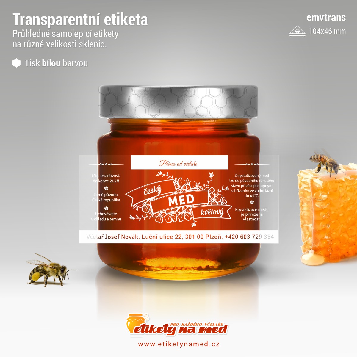Transparentní etiketa bílá - emvtrans-bw-21