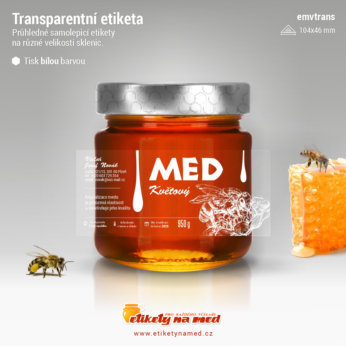 Transparentní etiketa bílá - emvtrans-bw-22