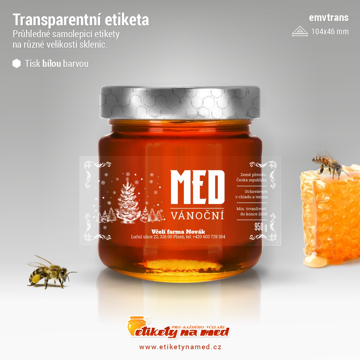 Transparentní etiketa bílá - emvtrans-bw-24